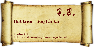 Hettner Boglárka névjegykártya